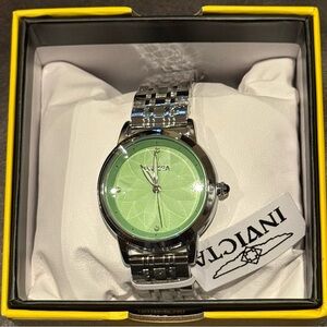 Invicta Green Dial Silver Band Watch
